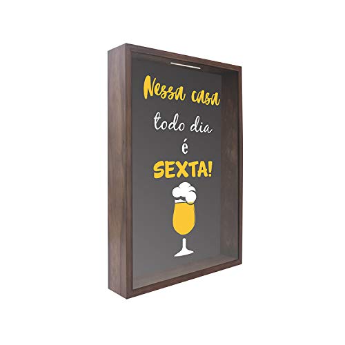 Quadro com Vd Porta-Tampinhas Nesta Casa Todo. Kapos Madeira 38X53Cm