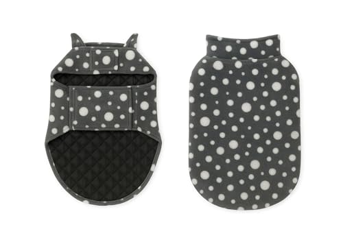 Image of The Pets Company Dog Winter Coat Jacket, Clothes, Windproof, Light Weight, Washable, Ultra Warm Thick Fleece Lined Dog Vest for Cold Weather Protection, (Polka Grey Cherry, Medium - 20 Inch)