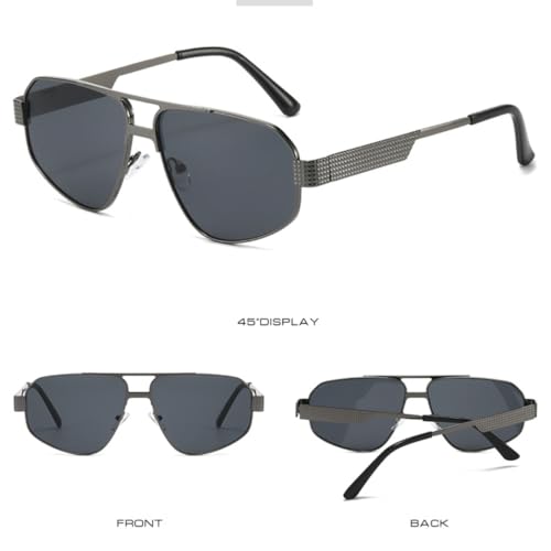 Lunettes de soleil polygone en métal à verres dégradés rétro chic - 4