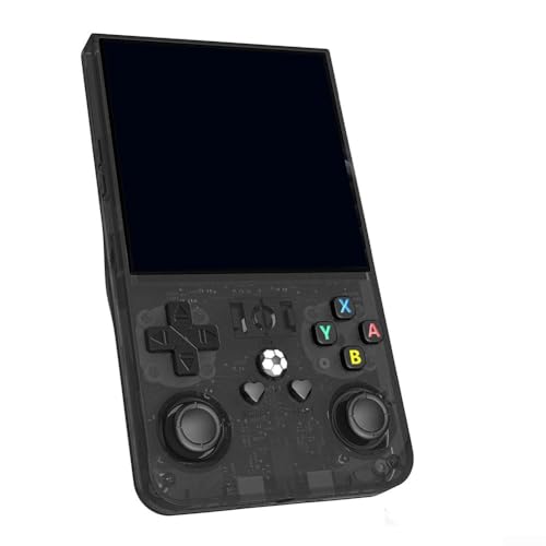 Feegow R36MAX - Consola de juegos retro portátil con pantalla IPS HD de 4.0 pulgadas, CPU de 64 bits de cuatro núcleos de 1.5 GHz, batería recargable de 4000 mAh hasta 6 horas (negro)