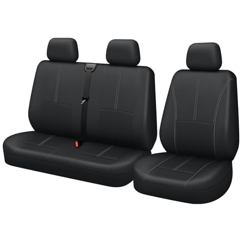 Housse de Sièges Universelles pour Camionnette Couverture de Siège de Camion, Ensemble De Housses 1+2 Faux Cuir pour Le siège Avant de conducteur de Van et...