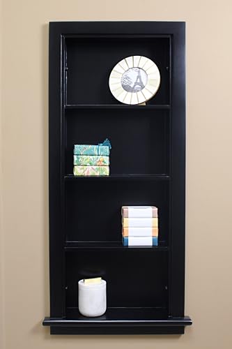 Image of 14x36 Aiden Recessed Wall Niche Medicine Cabinet Replacement, in The Wall Bathroom Cabinet Insert Shelf /Shelves, Made in North America, Real Wood, NO MDF, Plain, Black