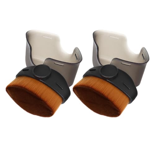 Mipcase Brocha de Base Líquida Portátil 2 Piezas con Tapa, Pincel Ovalado de Nailon para Maquillaje Facial, Mini Brocha Correctora Negra Adecuado para Uso en Viaje y Aplicación Suave