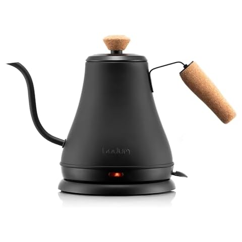 Bodum 27oz Bistro Gooseneck Electric Water Kettle, Pour Over Coffee & Tea, Stainless Steel, Matte Black Cover