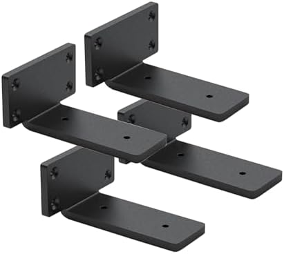 4 Pack Shelf Brackets 4 Inch Floating Shelf Bracket 1/5 inch Thick Heavy Duty Hidden Shelf Brackets Iron Metal Brackets for Shelf Support with Screw Included