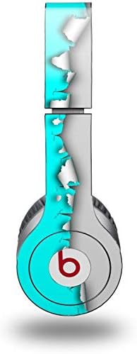 Skin Decal Wrap Works with Original Beats Solo HD Headphones Ripped Colors Neon Teal Gray Skin Only (Headphones NOT Included)