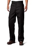 Dickies Men's Loose Fit Double Knee Work Pants – Durable Twill Utility Trousers for Construction & Warehouse, Black, 44W x 30L