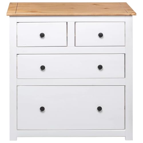 Aparador de madera maciza de pino estilo Panama con 4 cajones blanco 8