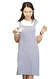BBYBBS H Shoulder Straps Soft Cotton Linen Apron Solid Color Halter Cross Bandage Aprons Japan Style