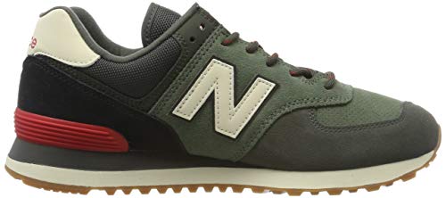 Image of New Balance Men's 574 V2 Sneaker, Camo Green /Team Red, 12.5 M