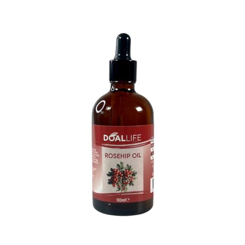 DOALLIFE Hagebuttenöl Kaltgepresst 100ml - 100% Rein Natürliches Wildrosenöl für Haut Haare & Nägel - Feuchtigkeitspflege Anti-Aging & Anti-Falten Gesichtsöl - Vegan