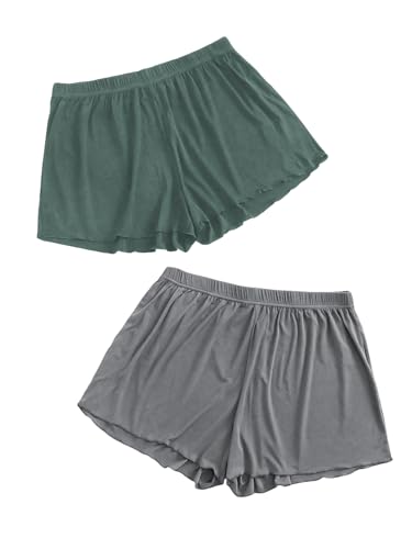 Image of Floerns Women's Plus Size Solid Pajama Shorts 2 Pack Soft Lounge Sleep Shorts