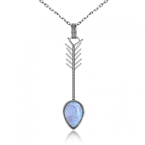 Collier pierre de lune poire en argent S925, pendentif élégant pour femme