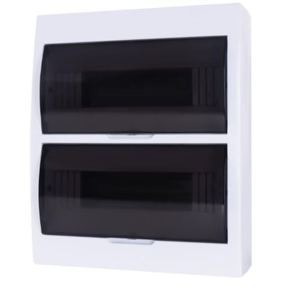 Quadro elettrico da parete 24 moduli DIN con doppia porta trasparente fumé per interno - 33x27.5x10cm
