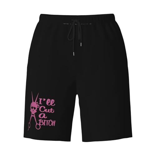 I'll Cut A Bitch Scissors Men's Quick-Dry Board Shorts 7" - Swim Trunks Summer Hawaii Beach3