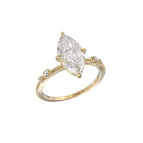 925 Sterling Silver Plated Marquise Cut Cubic Zirconia Wedding Band Ring CZ Engagement Ring for Women
