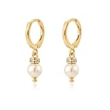 Brinco Argola Pérola Aro Zircônia Banhado A Ouro 18k