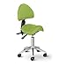 Physa Siège-Selle avec Dossier Assis Debout Ergonomique De Cheval Tabouret Berlin Light Green (90-120°, 55-69 cm, 150 Kg, Pivotant, roulettes, Pomme)