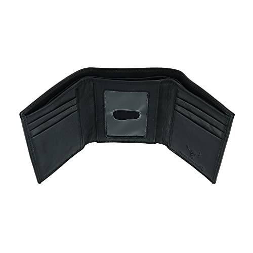 CTM Men's American Bison Leather RFID Trifold Wallet, Black4