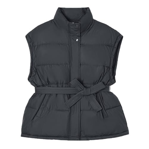 Damen Jacke Weste Ärmellose Daunenweste Steppjacke mit Gürtel...