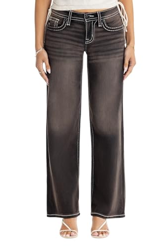 Miss Me Women's Sevryn Faux Flap Pockets Mid-Rise Wide Leg Jeans2