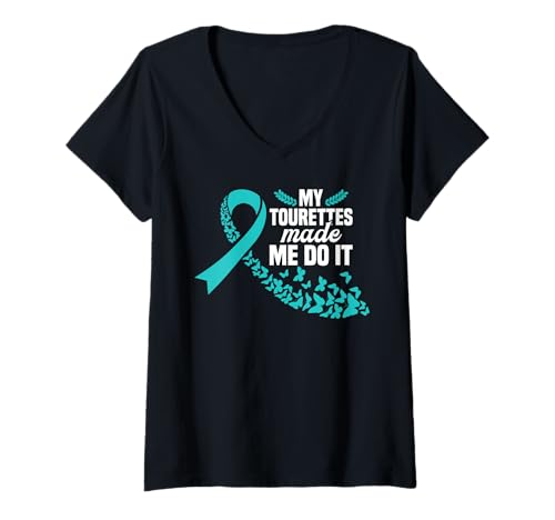 Femme Tourettes TS Awareness Made Me Sensibilisation au syndrome de la tourette T-Shirt avec Col en V