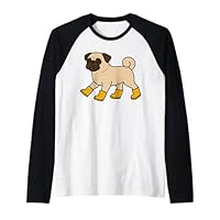 Cute Pug in Rain Boots Dog Lovers Raglan Baseball Tee