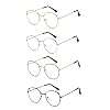 YYUU 4 stuks vintage retro bril, bril met groot frame, blauw lichtfilterbril, ruimte bril zonder sterkte, uniseks, blokkeert blauw licht, computer, anti-ultraviolet (4 kleuren)