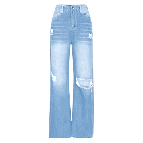 Distressed Wide Leg Jeans for Women High Waisted Loose Ripped Boyfriend Jeans Y2K Stretch Denim Jean Pants Streetwear3