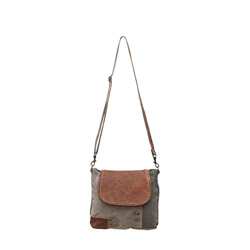 The Flap-Over Upcycled Canvas and Genuine Leather Crossbody Bag - Main Image