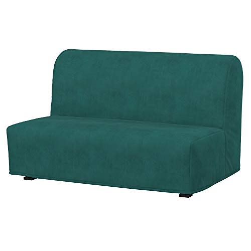 Soferia Kompatible Ersatzbezug fur LYCKSELE 2er-Bettsofa, Stoff Majestic Velvet Aquamarine (FLECKENABWEISEND und WASSERABWEISEND), Türkis