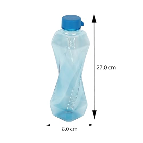 Image of PEARLPET Twist BPA-Free Plastic Water Bottle Set |Lightweight, Leak-Proof & Freezer Safe - Pack of 6 (1000ml Each), Blue