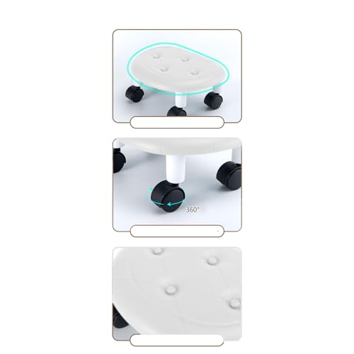 Siège à roulettes bas au design épuré blanc en plastique PU durable - 6