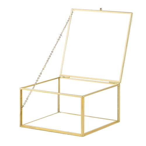 Kendiis Vintage Square Gold Keepsake Box - Home Decor Organizer Box With Lid, Ideal for Jewelry, Trinkets and Accent Decor