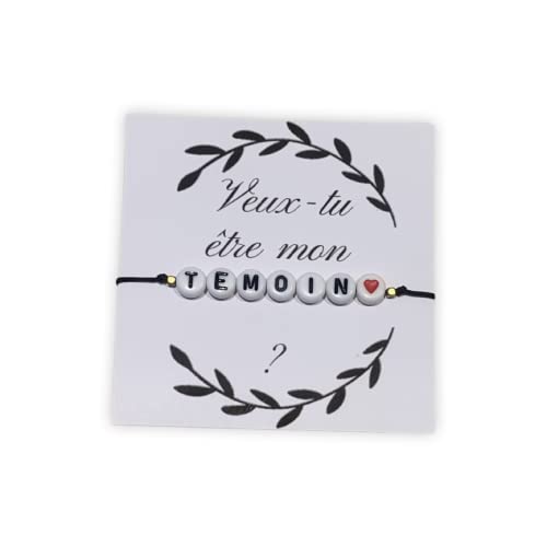 Bracelet fil en Nylon - Demande témoin - Promue témoin - kit annonce Témoin Mariage - vendu boite kraft - bracelet Homme Fil cordon Noir