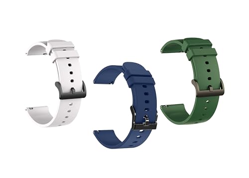 Image of IIK COLLECTION 22mm Silicone Strap for Smart Watches | Combo Pack Compatible With Noise, Fireboltt, Boat Xtend, Pebble, Boat Flash, Noise Color Fit, Ultra Smart Watch & All Watches