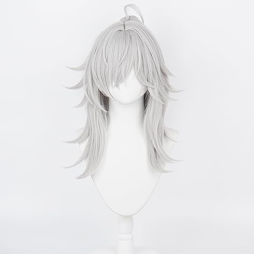 Image of Anime Silver White Wigs with Bangs and Ponytail Long Straight Wig Adult COS Yuan Cosplay Wigs Halloween,Christmas,Comic con,Game Show,Party