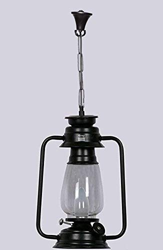GreyWings Lantern Hanging Light Pendent Lamp (Black, Pack of 1)