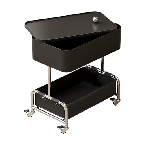 Table d'appoint moderne noire à roulettes pour optimiser les petits salons