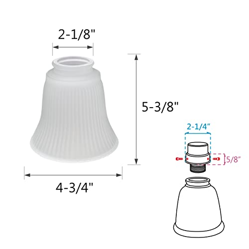 Image of Aspen Creative 23036-4A Transitional Frosted Bell Shape Ceiling Fan Glass Shade.2-1 /8 inchFitter.Size:4-3 /4 inchD x 4-5 /8 inchH.4Pcs /Pack