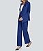 Casly Lamiit Two Piece Sets for Women Fashion Fall Long Sleeve Blazer Jacket Dress Pants Suit Airport Travel Business Casual Outfits Elegant Workwear Royal Blue XL