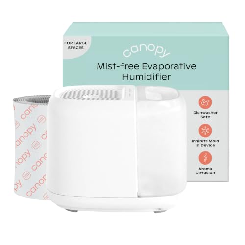 Image of Canopy Large Room Humidifier, White, Large Room Humidifier, Large Living Space, 36HR Run Time, 5.5L Tank - Includes Canopy Humidifier Plus, Diffusion Well, Unwind Aroma, Filter, Power Cord & Adapter
