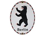 Schild Berlin Emaille Schild Berlin 11,5 x 15 cm Emailschild Oval.
