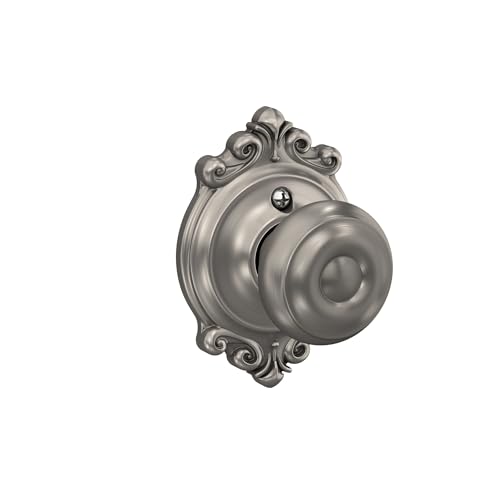 Image of SCHLAGE Lock Company SCHLAGE Knob with SCHLAGE Trim Non-Turning Lock, Satin Nickel (F170 GEO 619 BRK)