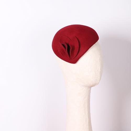 Image of Flower Womens Dress Fascinator Wool Felt Fedora French Pillbox Hat Party Wedding Teardrop Beret