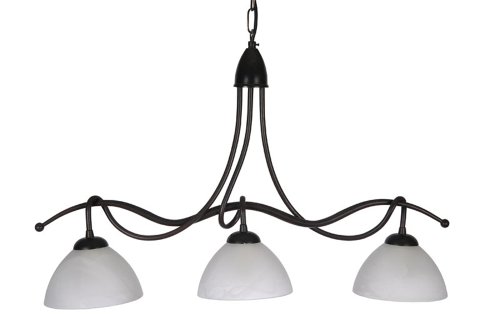 Lustre 3 lampes noir et or Oaks Lighting avec verrerie effet marbre