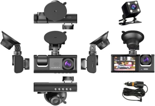 Image of Universal 3 Channel Dash Cam Front and Rear Inside, 1080P Dash Camera for Cars, Dashcam Three Way Triple Car Camera with IR Night Vision, Loop Recording Comfortable with Hum-mer H-2
