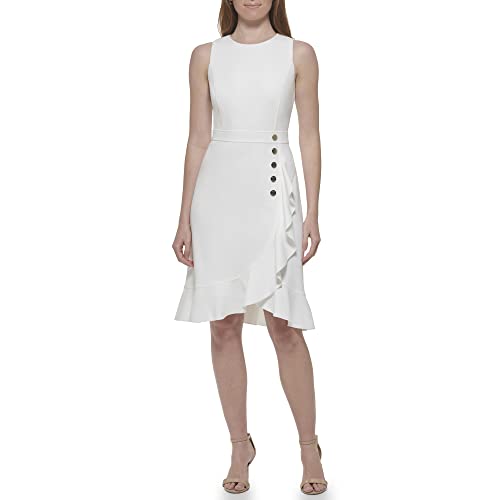 Image of Tommy Hilfiger Women's Sleeveless Knee-Length Sheath Scuba Crepe Dress