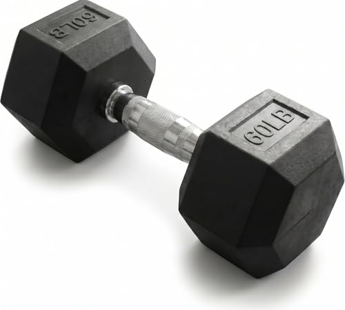 5-550 lb Rubber Hex Dumbbell Set Heavy-Duty Free Weights for Home Gym Strength Training Muscle Building & Full Body Workouts No Rack Included (60 lb)