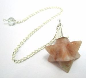 crystalmiracle Sunstone Merkaba Star Pendulum Healing Reiki Dowsing Wellness Crystal Gemstone